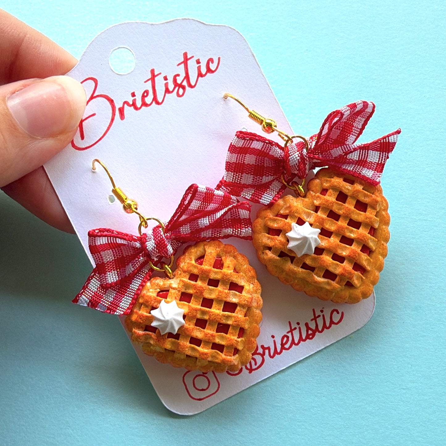 Cherry Pies With Gingham Bow Earrings