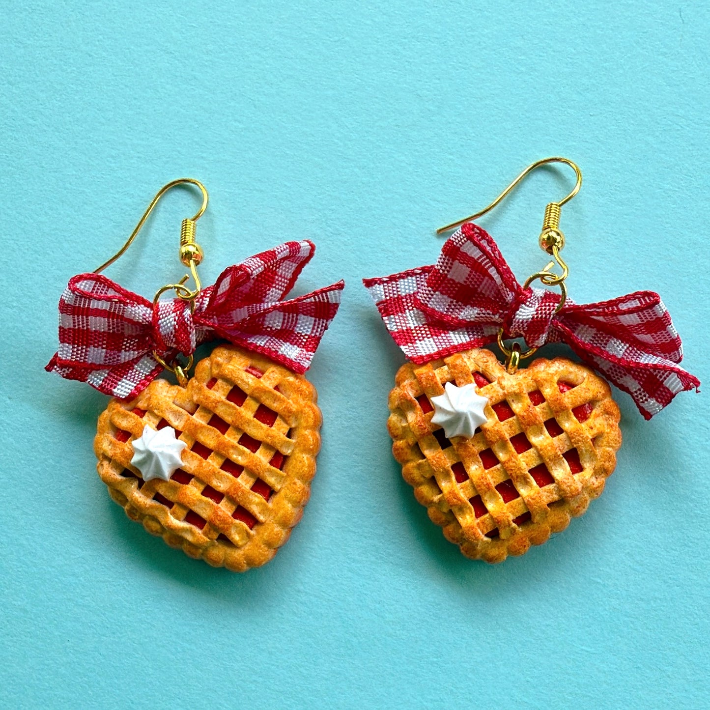 Cherry Pies With Gingham Bow Earrings