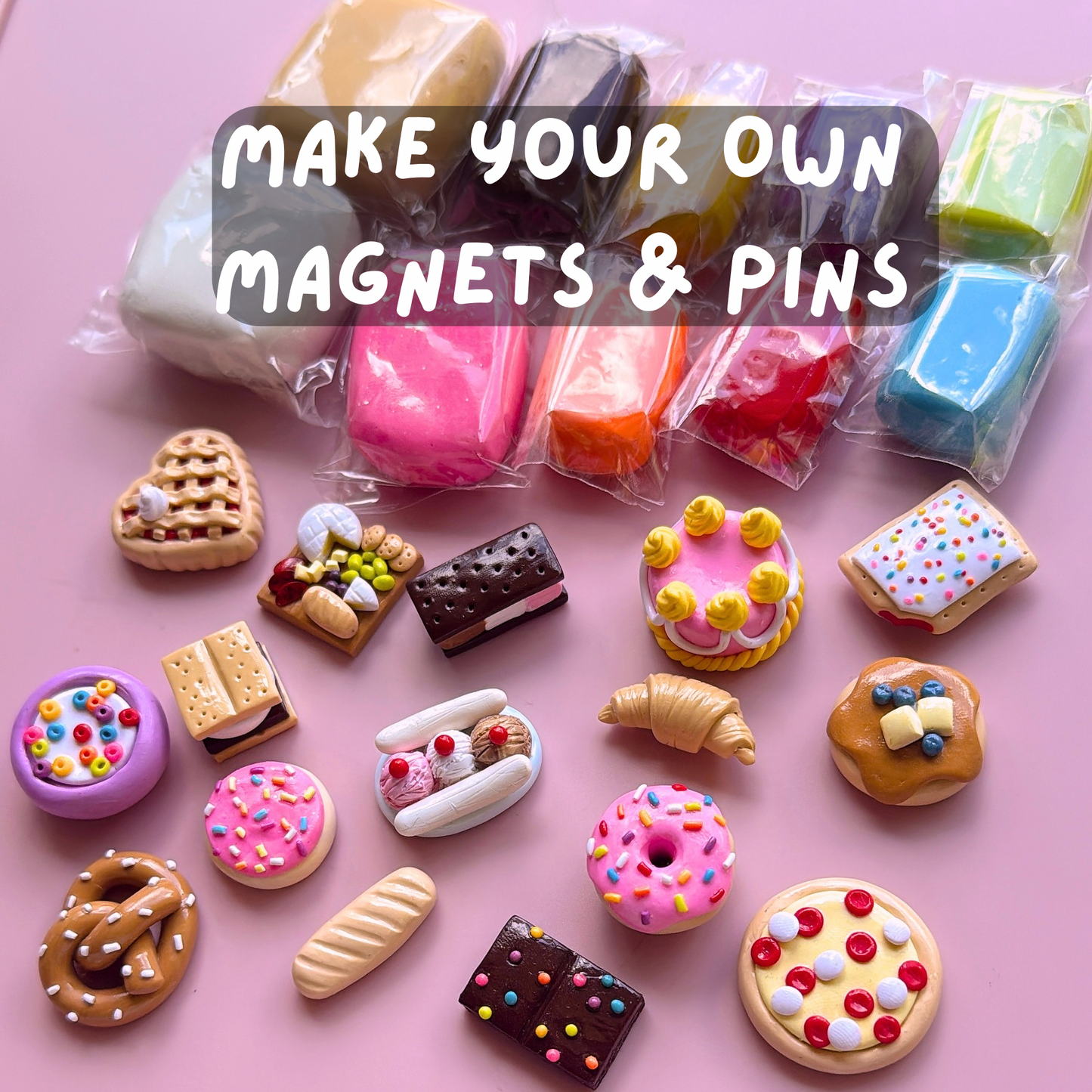 DIY Clay Magnets and Pins Making Kit- With Step By Step Video Workshop