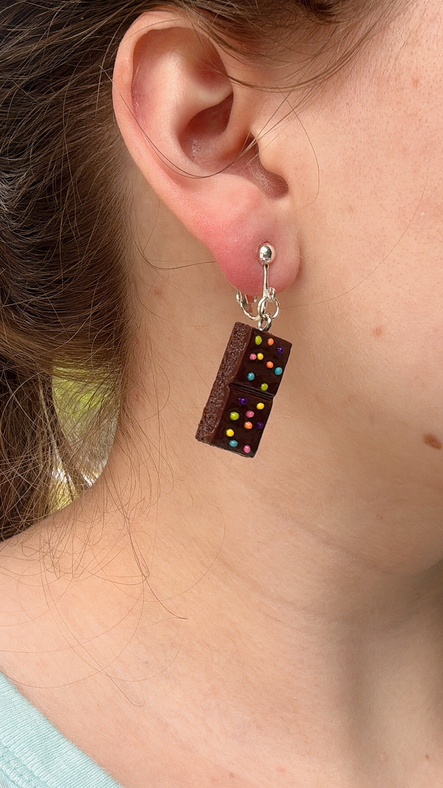 Cosmic Brownie Dangle Earrings- Handmade Polymer Clay Dessert Jewelry