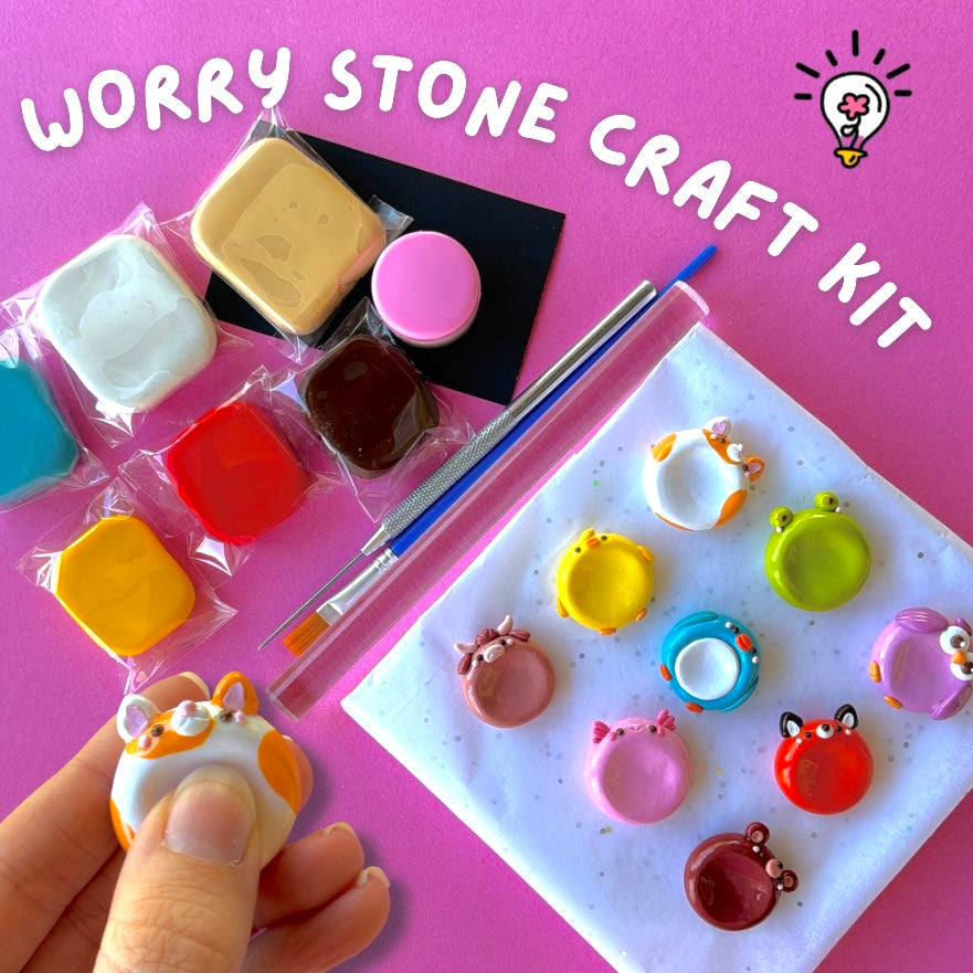 DIY Worry Stone Making Kit- Polymer Clay Sculpting Activity & Workshop For Beginners