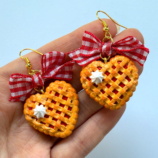 Cherry Pies With Gingham Bow Earrings