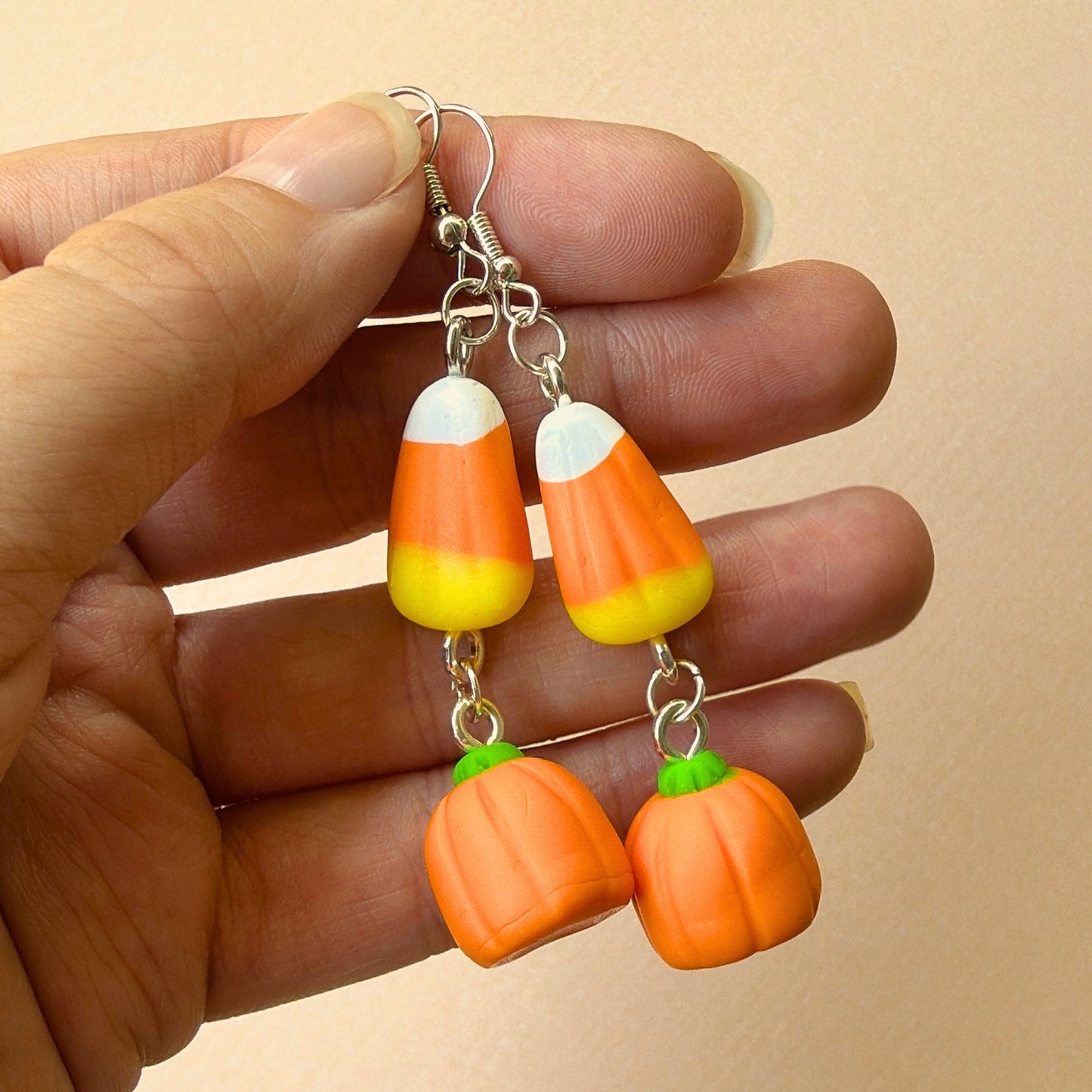 Candy Corn & Pumpkin Dangle Earrings