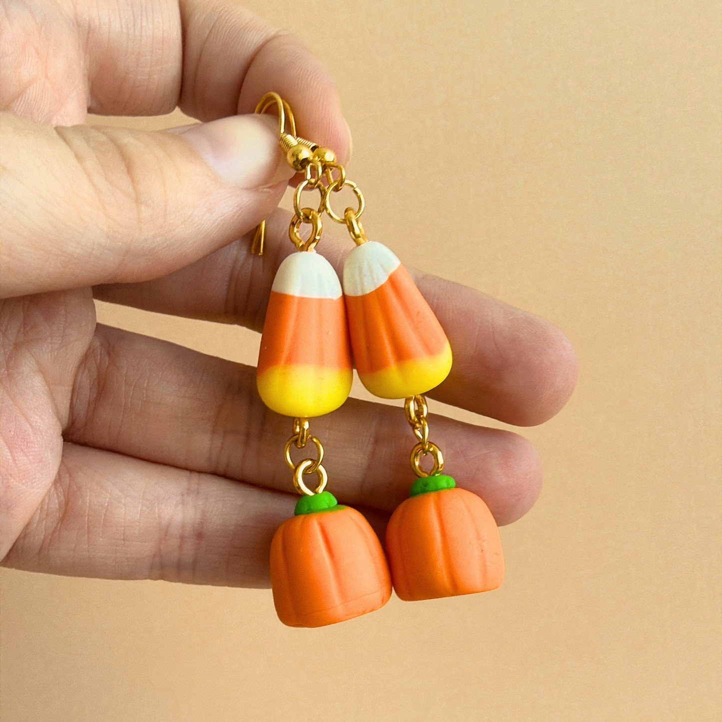 Candy Corn & Pumpkin Dangle Earrings