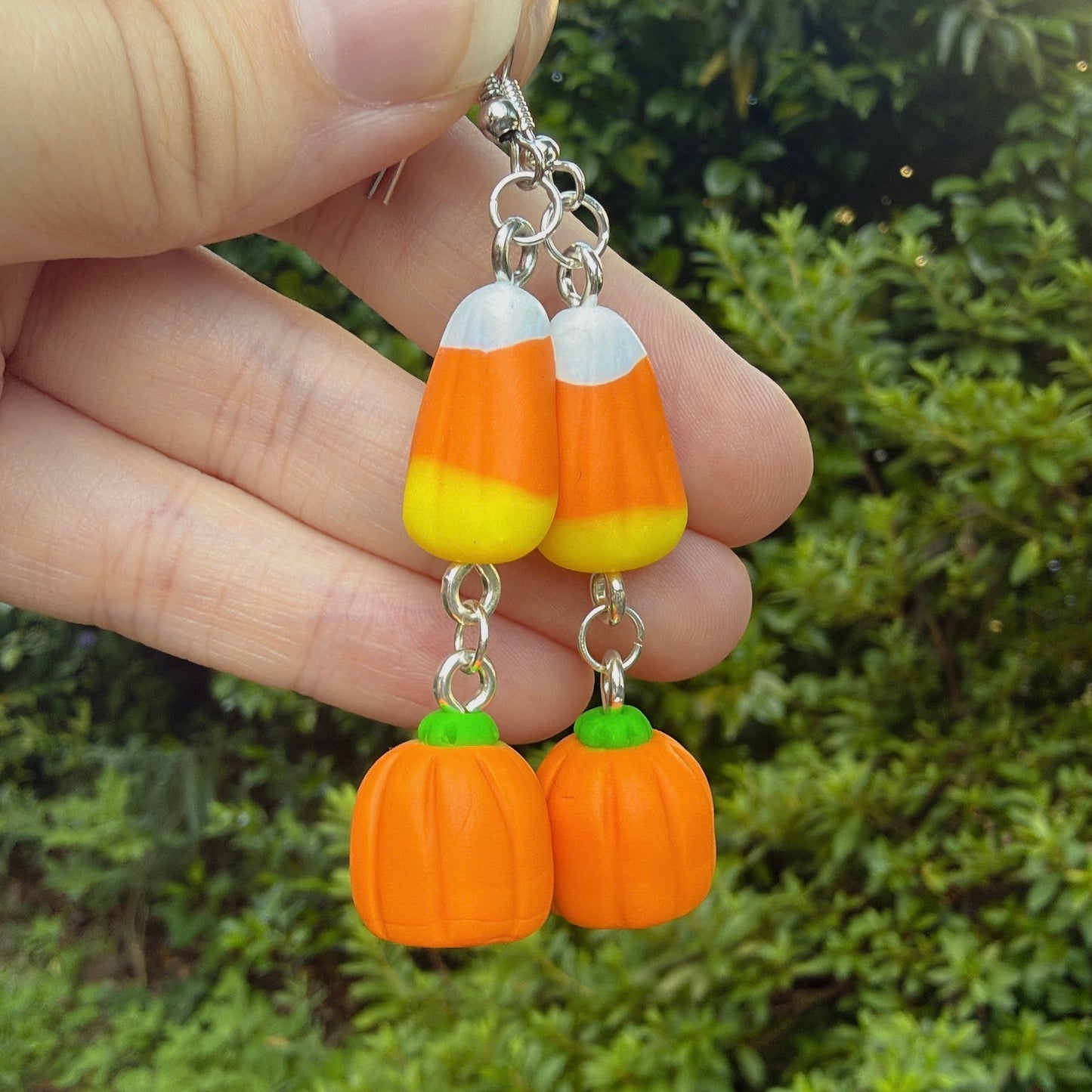 Candy Corn & Pumpkin Dangle Earrings